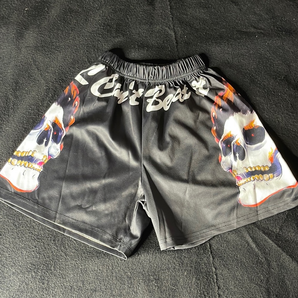 Black Skull Print Shorts Set